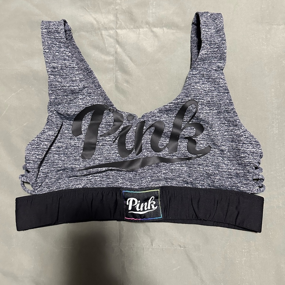 Pink Gray and Black Sports Bra